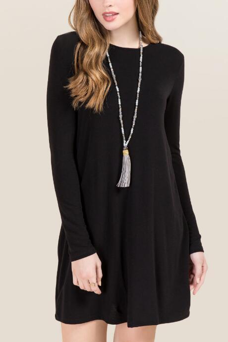 Alya Lyndsey Tie Back Knit Dress - Black