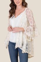 Francesca's Iris Bell Sleeved Lace Cardigan - Ivory