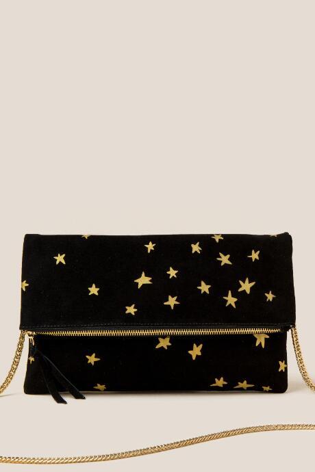 Francesca's Alexandria Scattered Stars Clutch - Black