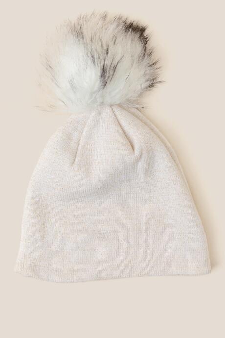 Francesca's Quinn Faux Fur Pom Beanie In Ivory - Ivory
