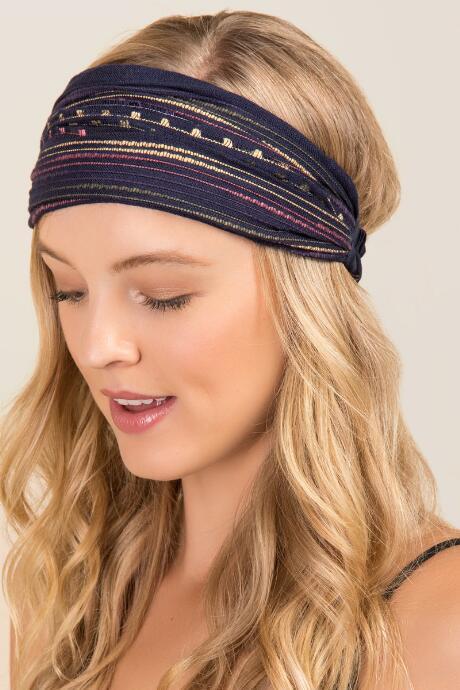 Francesca's Honora Confetti Woven Headwrap - Navy