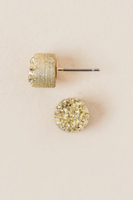 Francesca's Macy Druzy Stud Earring In Gold - Gold