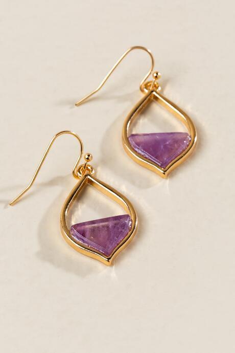 Francesca's Jamie Moroccan Stone Earrings - Purple