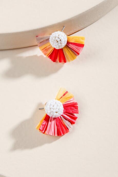Francesca's Kayleigh Mini Raffia Post Earrings - Multi