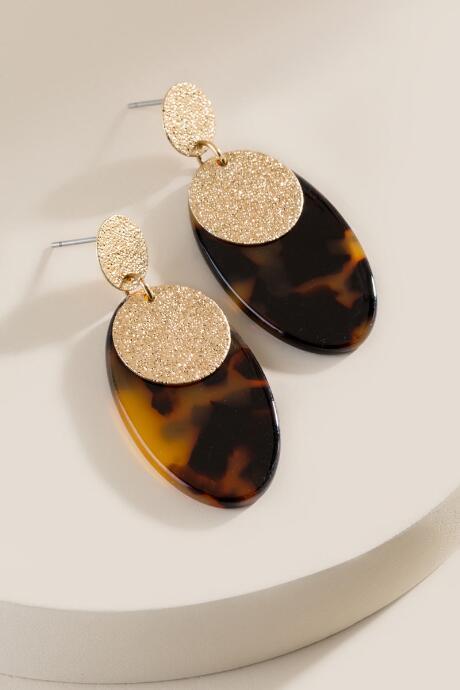 Francesca's Janna Tortoise Drop Earrings - Amber