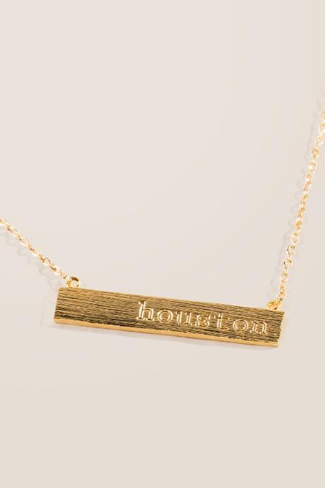 Francesca's Houston Gold Bar Pendant - Gold