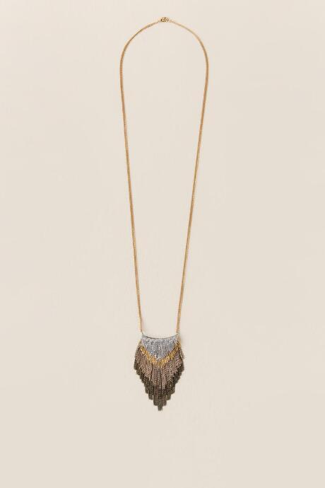 Francesca's Makaylah Fringe Pendant Necklace - Mixed Plating