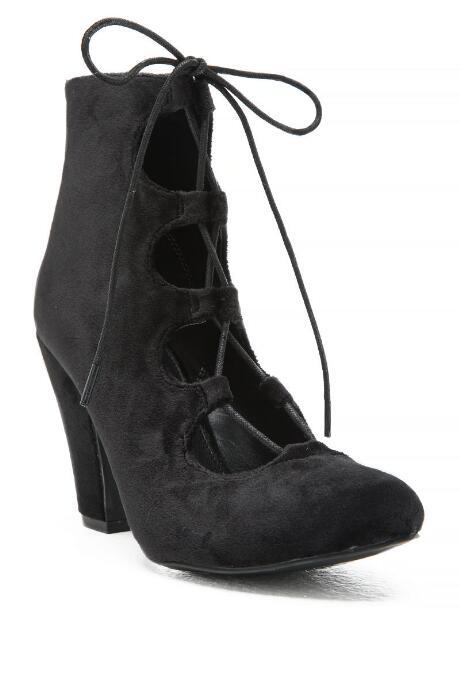 Mia - Ellena Lace-up Dress Bootie - Black