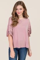 Alya Elora Cupro Tier Ruffle Sleeve Tee - Mauve
