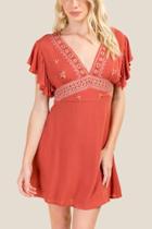 Francesca's Kelsie Embroidered A-line Dress - Cinnamon