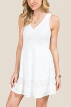 Francesca's Aida Scoop Neck Lace Combo A-line Dress - White