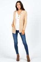 Francesca's Giovanni Lace Up Back Cardigan - Taupe