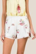Francesca's Jeanie Floral Flounce Soft Shorts - Ivory