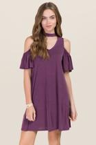 Alya Edith Cold Shoulder Gigi Shift Dress - Purple