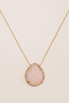 Francesca Inchess Penelope Rose Quartz Teardrop Pendant - Pale Pink