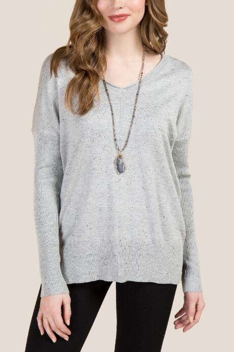 Francesca's Cayden Dolman Split Hem Sweater - Heather Gray