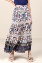 Francesca Inchess Skylar Floral Printed Maxi Skirt - Ivory