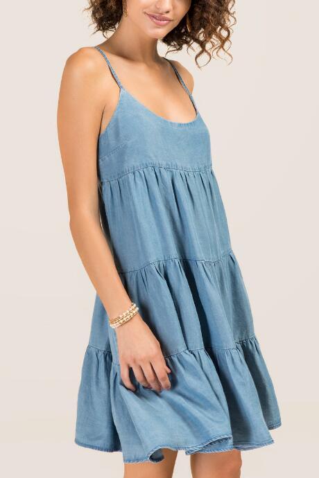 Francesca Inchess Bonnie Babydoll Shift Dress - Chambray