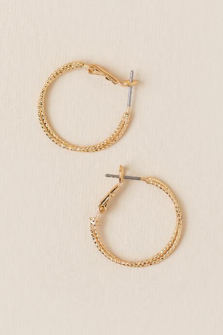 Francesca's Risette Double Textured Hoop Earring - Gold