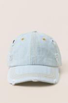 Francesca's Emilie Distressed Denim Cap - Light Blue