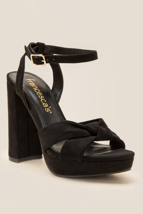 Francesca's Kierra Platform Strappy Block Heel - Black