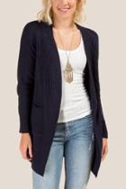 Francesca's Katie Elbow Patch Cardigan - Navy