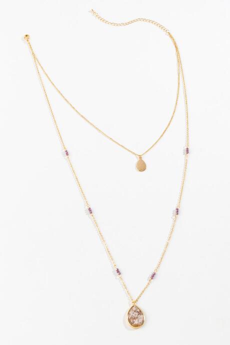 Francesca's Maris Teardrop Layered Necklace - Gray
