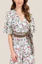 Francesca's Rowen Tie Back Floral Top - Light Blue