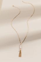 Francesca's Nicole Tasseled Oval Pendant Necklace - Pearl