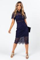 Francesca's Malorie Crochet Illusion Dress - Navy