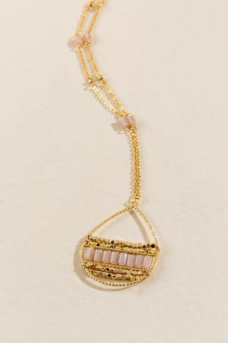Francesca's Mandy Glass Woven Pendant - Beige