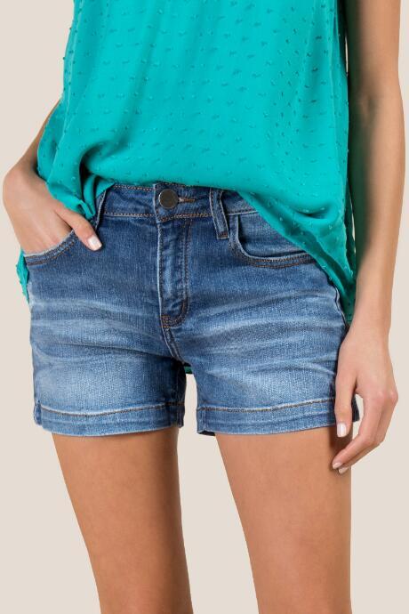 Francesca Inchess Logan Destructed Clean Hem Jean Shorts - Dark