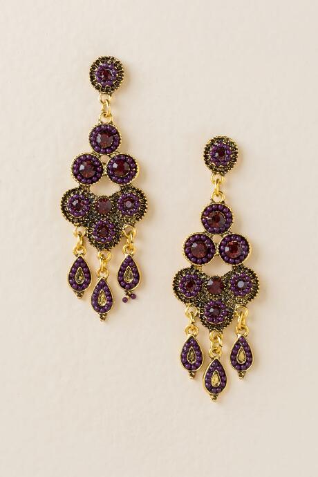 Francescas Mariah Purple Chandelier Earrings - Purple