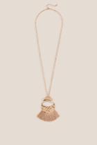 Francesca's Ivy Taupe Crescent Tassel Necklace - Taupe