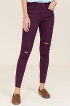 Harper Mid Rise Destructed Skinny Jean - Purple