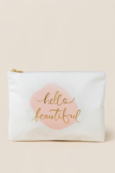 Francesca's Hello Beautiful Pouch - White