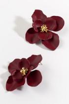 Francesca's Amelia Floral Stud In Burgundy - Burgundy