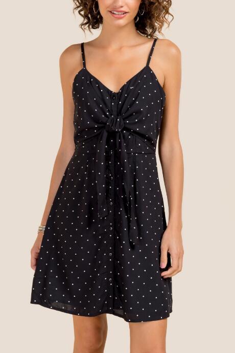 Francesca Inchess Edie Knot Front Dress - Black