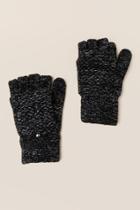 Francesca's Cadence Lurex Flip Top Gloves - Black