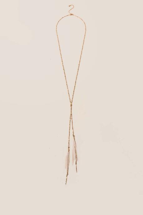 Francesca's Renata Double Feather Necklace - Ivory