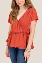 Francesca's Anne Wrap Side Tie Top - Cinnamon