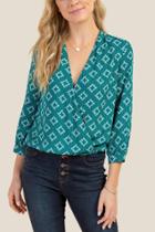 Francesca's Amelia Floral Printed Meet And Greet Top - Forest