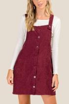 Francesca Inchess Alaina Button Front Corduroy Dress - Burgundy