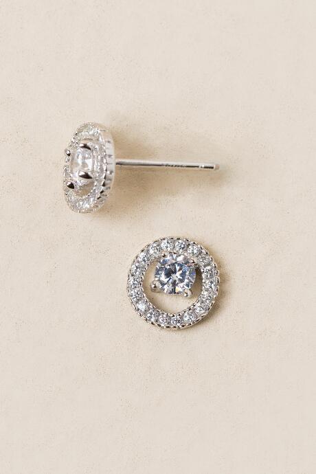 Francesca's Esme Cubic Zirconia Circle Stud Earring - Crystal