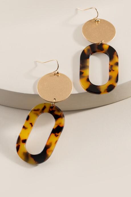 Francesca's Bianca Tortoise Oval Drop Earrings - Amber