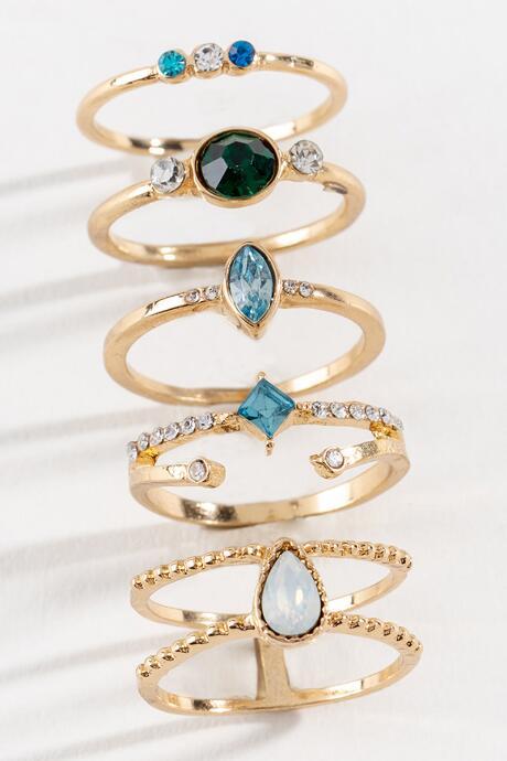 Francesca's Karla Crystal Ring Set - Blue