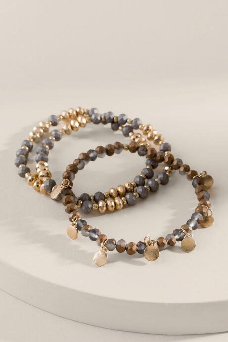 Francesca's Tamra Beaded Bracelet Set - Gray