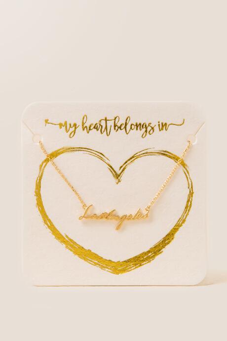 Francesca's Los Angeles Script Pendant Necklace - Gold