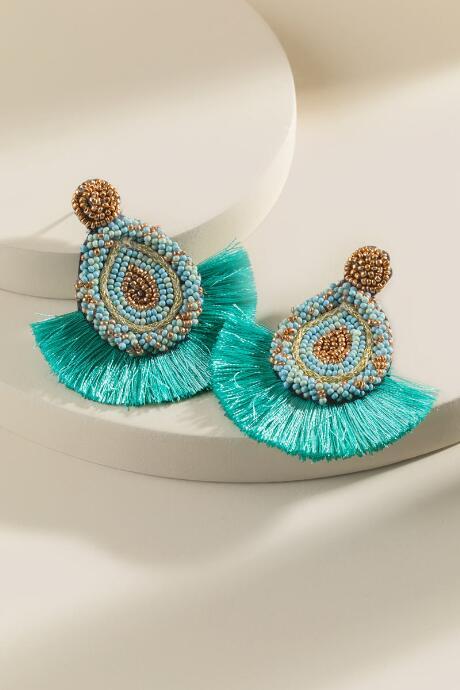 Francesca's Trisha Beaded Statement Earrings - Turquoise