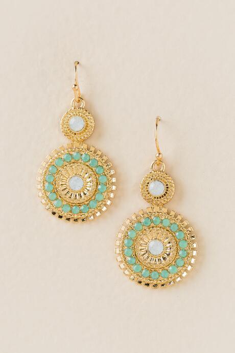 Francesca's Kourtney Double Circle Drop Earring - Mint